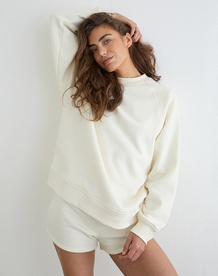 Image of Jorai Sweater in Winter White with Tonal M Embroidery