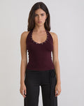 Image of Jugo Halterneck Top in Redwood with Eyelets