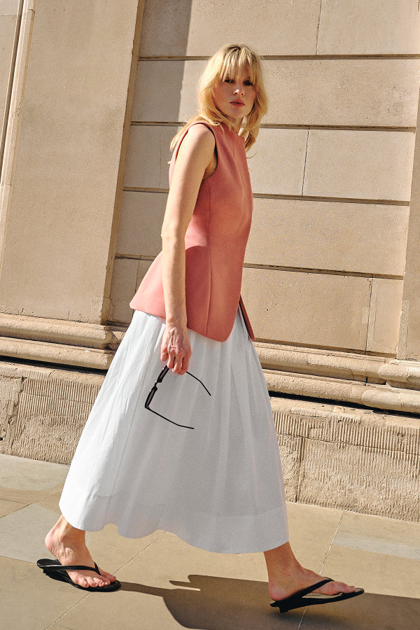 Julie Pleated Cotton Midi Skirt