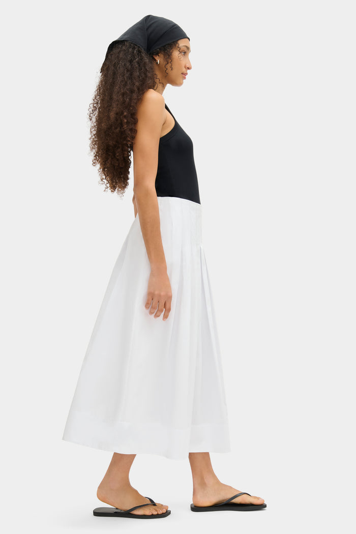 Julie Pleated Cotton Midi Skirt