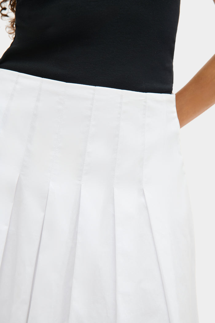 Julie Pleated Cotton Midi Skirt