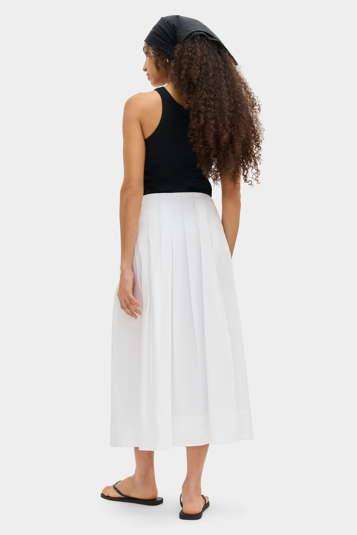 Julie Pleated Cotton Midi Skirt