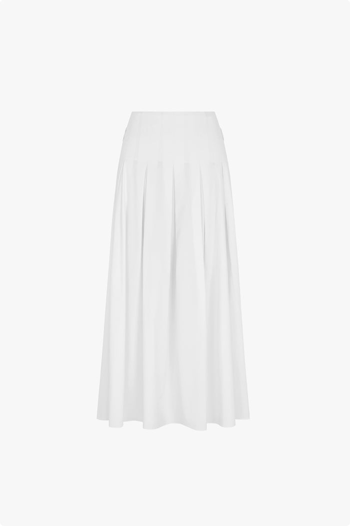 Julie Pleated Cotton Midi Skirt