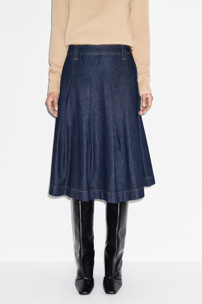 Julie Pleated Denim Skirt