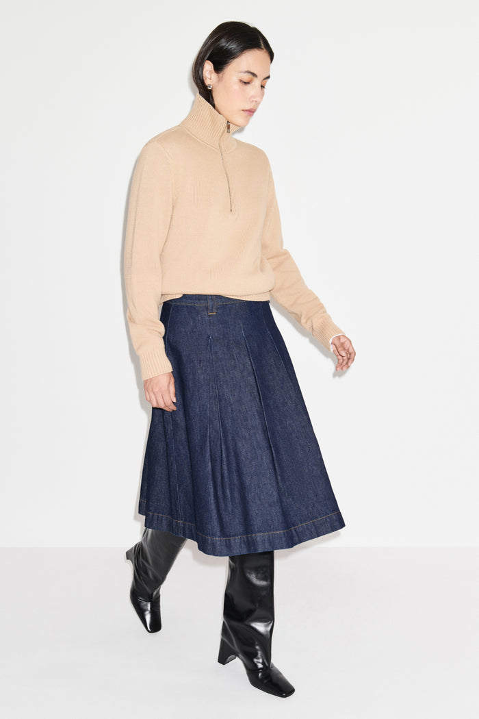 Julie Pleated Denim Skirt
