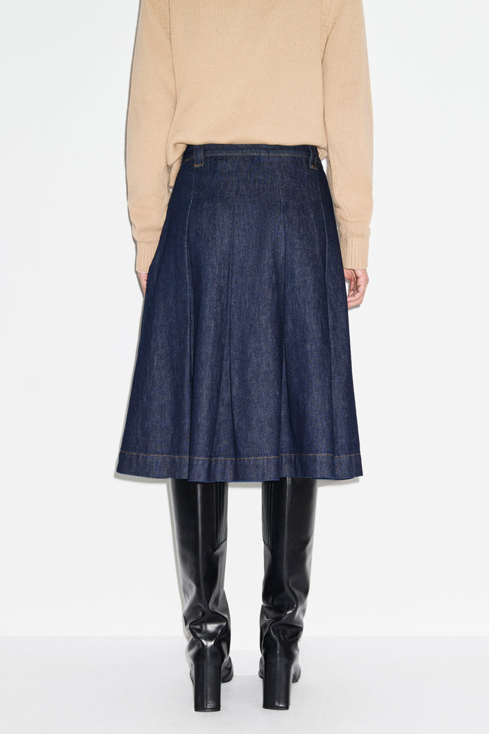 Julie Pleated Denim Skirt