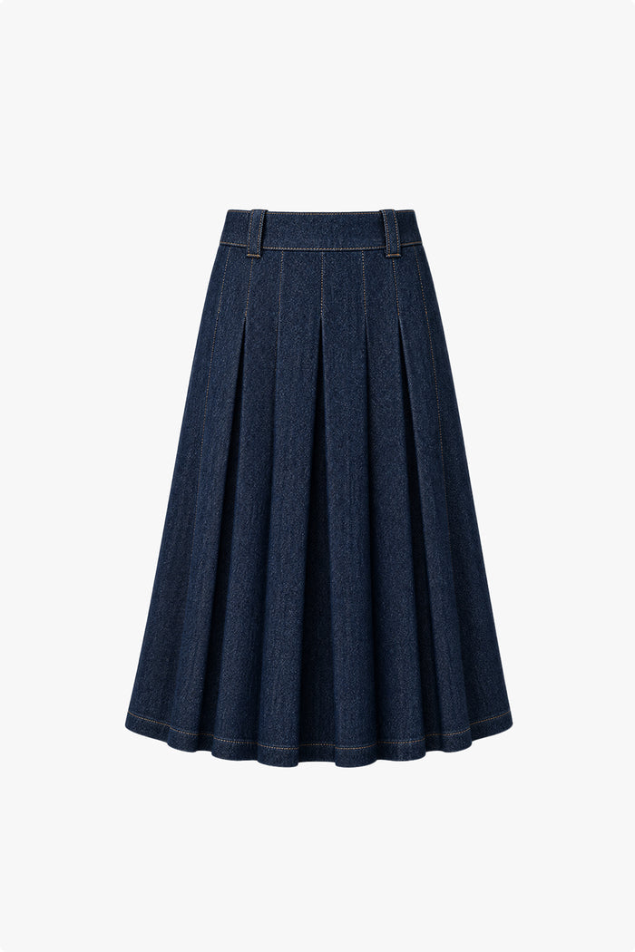 Julie Pleated Denim Skirt