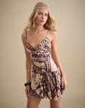 Image of Kalon Strappy Mini Dress in Enchanted Brown