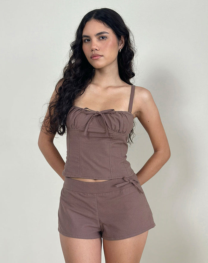Image of Kamden Cami Top in Linen Deep Taupe