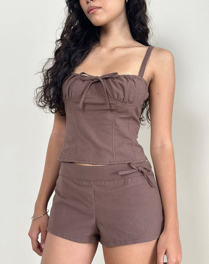 Image of Kamden Cami Top in Linen Deep Taupe