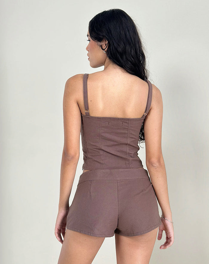 Image of Kamden Cami Top in Linen Deep Taupe