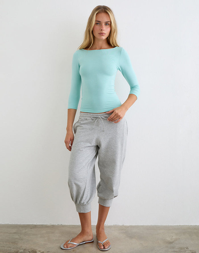 Image of Kamsy Cropped Jogger in Grey Marl