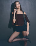 Image of Kanela Slouch Poncho in Jersey Bitter Chocolate