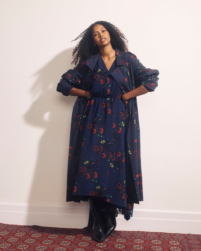 Karina V-Neck Chiffon Dress - After Dark Print | Plus Size & Straight Size Women's Fashion | Universal Standard