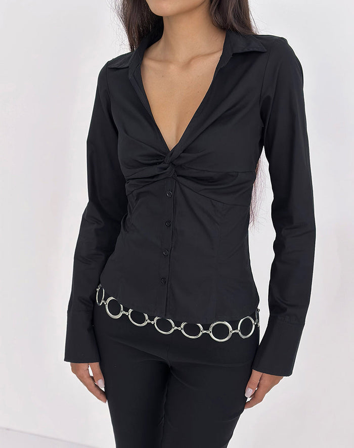 Image of Karis Shirt in Poplin Black