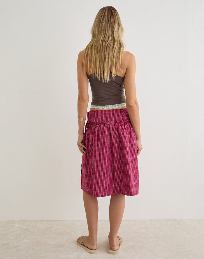 Image of Kasma Skirt in Raspberry Shadow Check