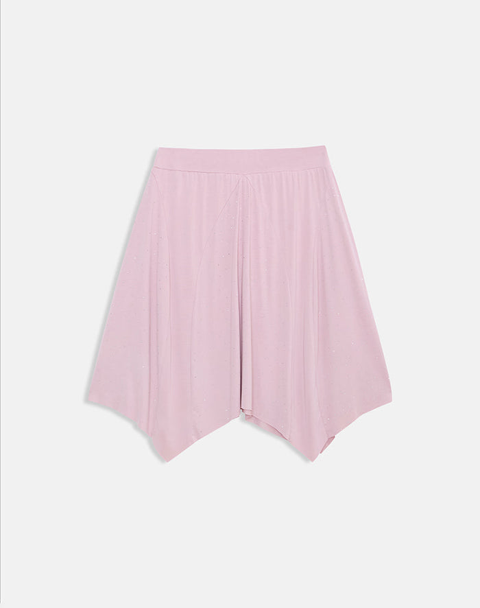 Image of Kaulu Midi Skirt in Cupro Dusty Pink with Rhinestones