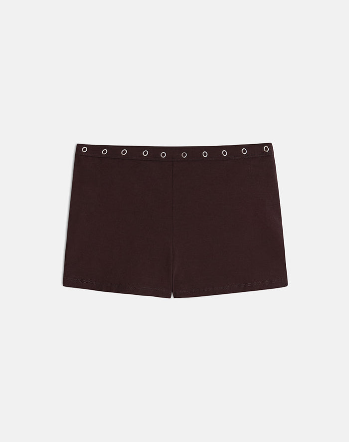 Image of Kento Hot Pant in Bitter Chocolate with Eyelets