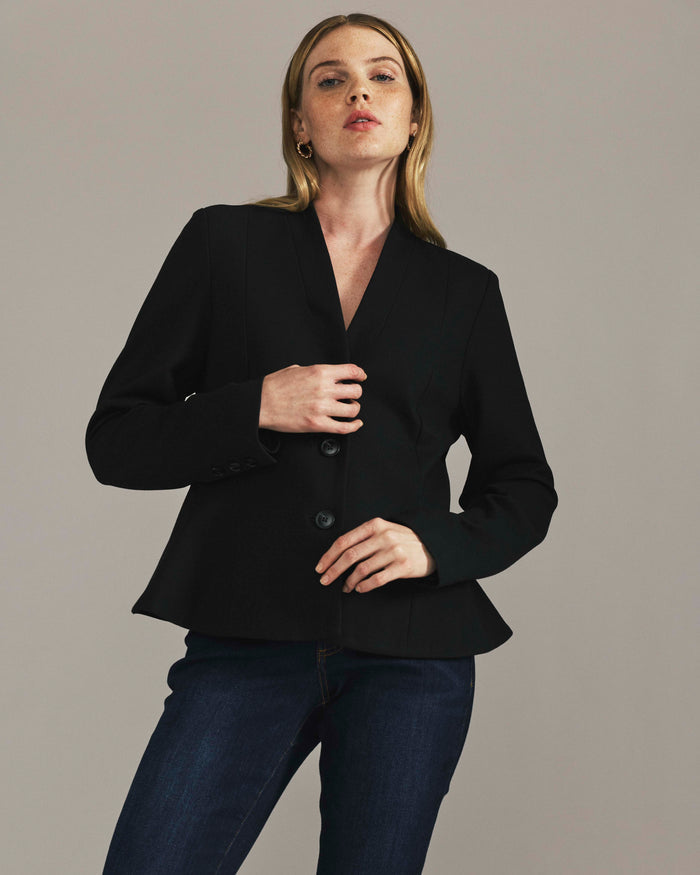 Kenton Peplum Ponte Blazer - Black | Plus Size & Straight Size Women's Fashion | Universal Standard