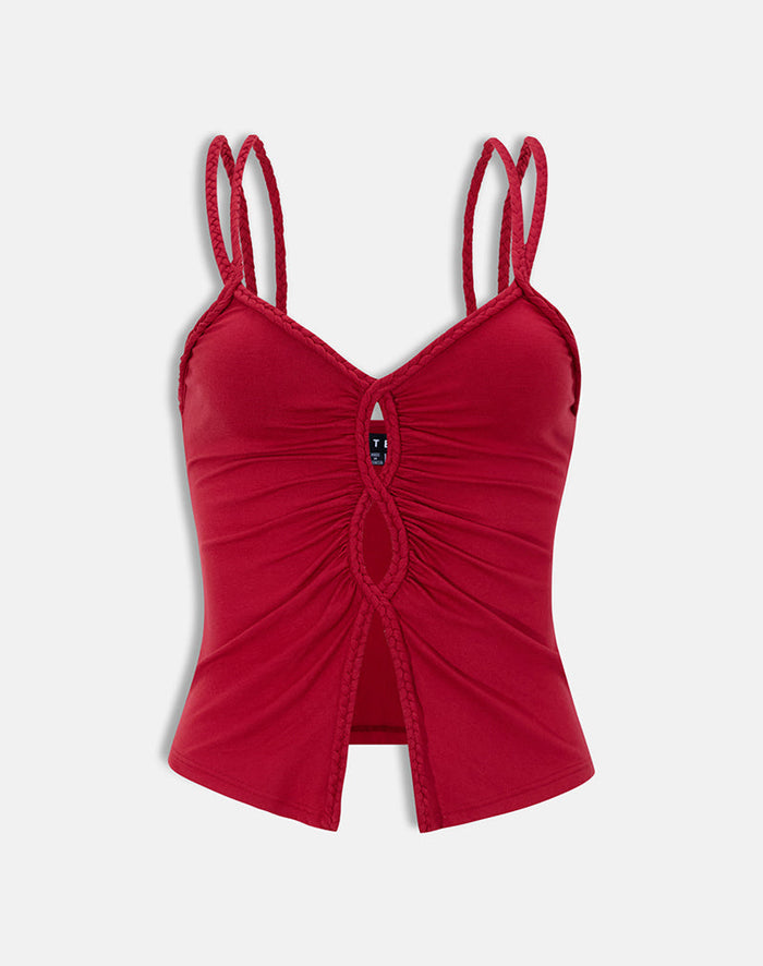 Image of Kepangan Cutout Top in Jersey Adrenaline Red