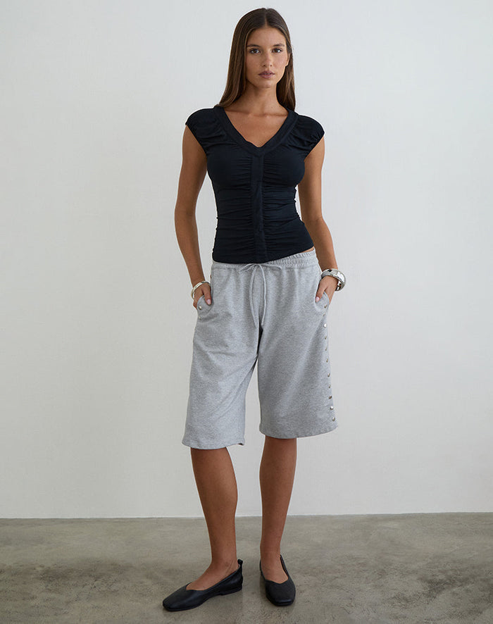 Image of Kether Basketball Studded Short in Grey Marl