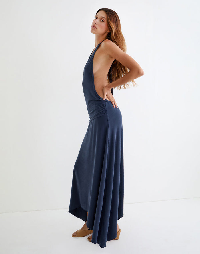 Image of Kiku Maxi Dress in Cupro Navy