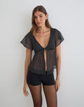 Image of Kota Chiffon Blouse in Black with Micro Polka Print