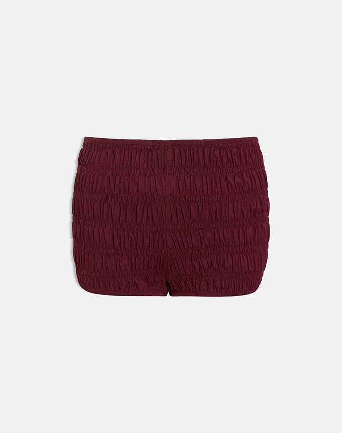 Image of Kubo Ruched Shorts in Maroon
