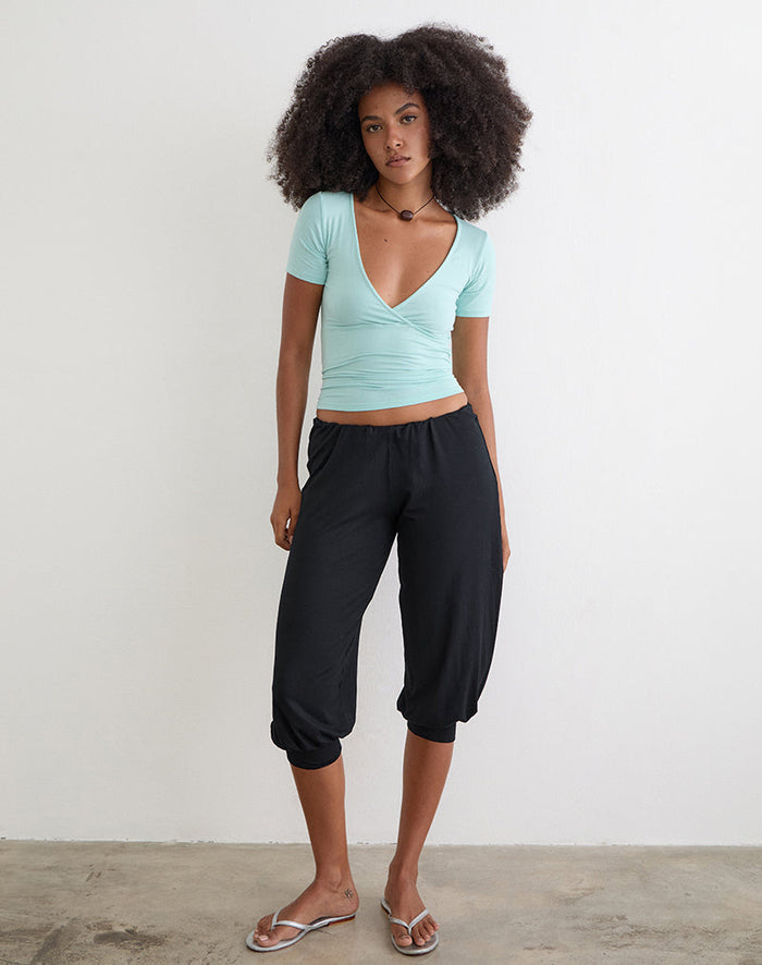 Image of Kurty Capri Trouser in Rayon Jersey Black