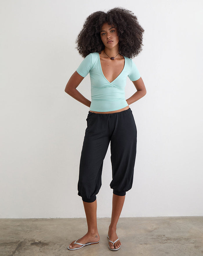 Image of Kurty Capri Trouser in Rayon Jersey Black