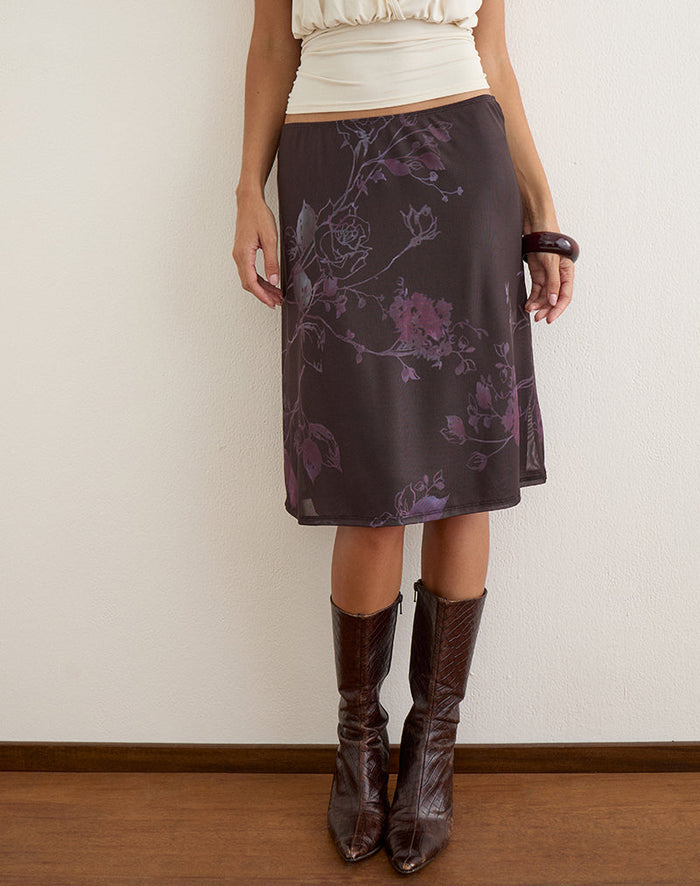 Image of Laena Midi Skirt in Mesh Serene Ivy Dark Plum