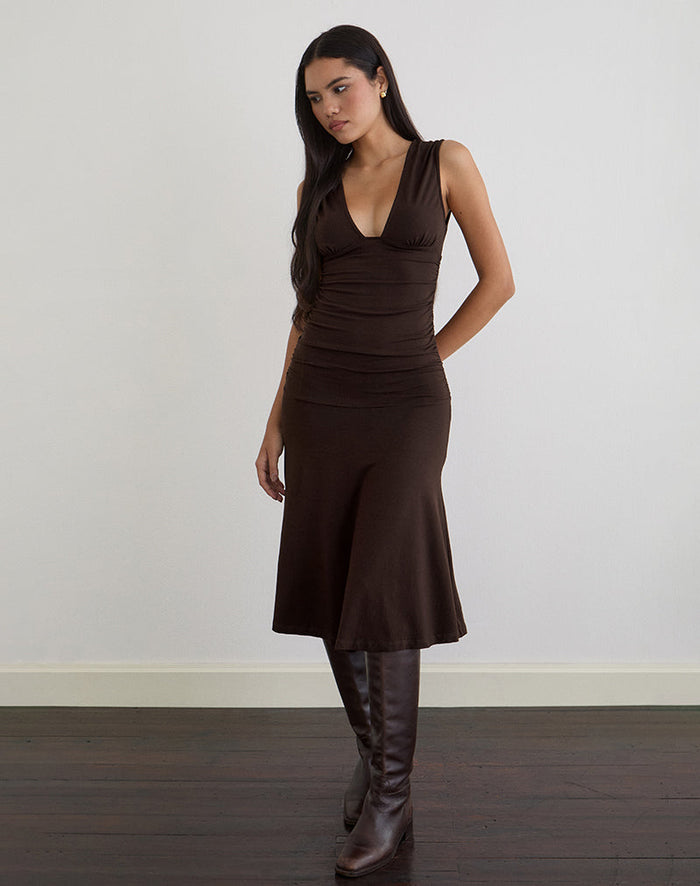 Image of Laluma Midi Dress in Bitter Chocolate