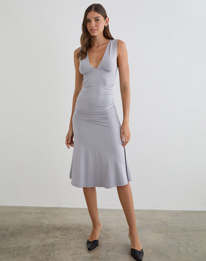 Image of Laluma Midi Dress in Lilac Grey