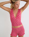 Image of Lantia Shirred Top in Tilted Check Pink