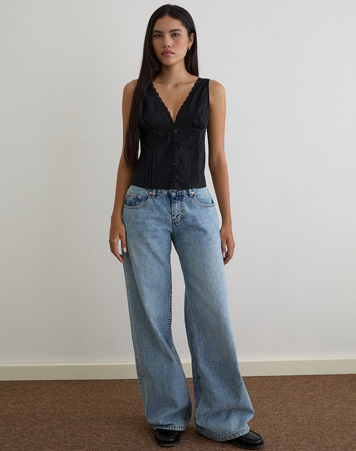 Image of Lasily V Neck Corset Top in Black