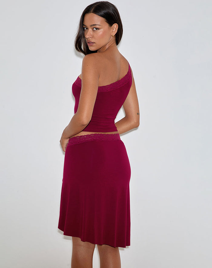 Image of Laudine Midi Skirt in Burgundy