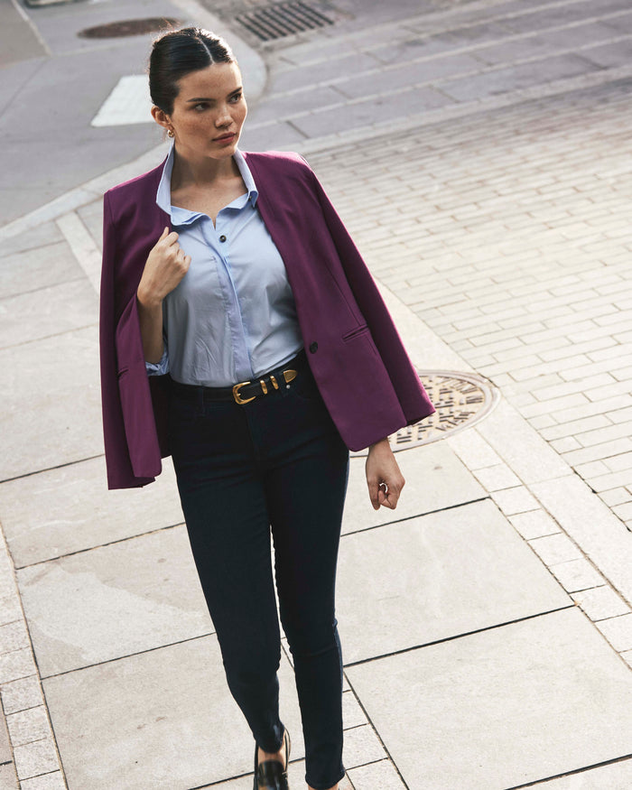 Lennox Collarless Ponte Blazer - Plum Caspia | Plus Size & Straight Size Women's Fashion | Universal Standard