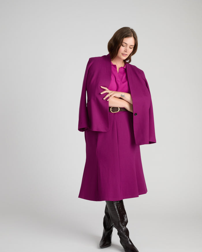 Lennox Collarless Ponte Blazer - Plum Caspia | Plus Size & Straight Size Women's Fashion | Universal Standard