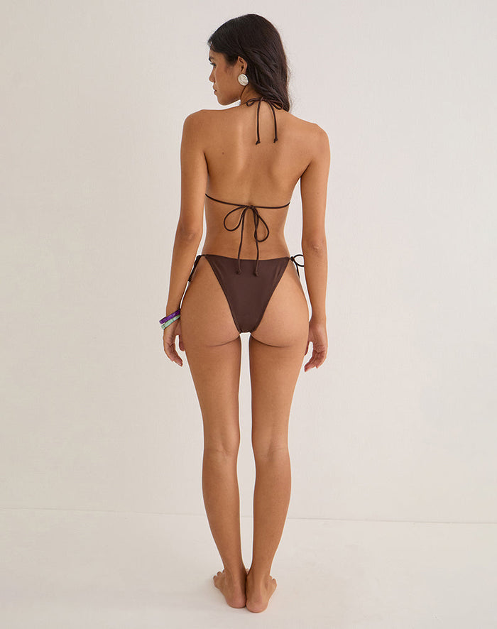 Image of Lentra Bikini Bottom in Brown with Beads