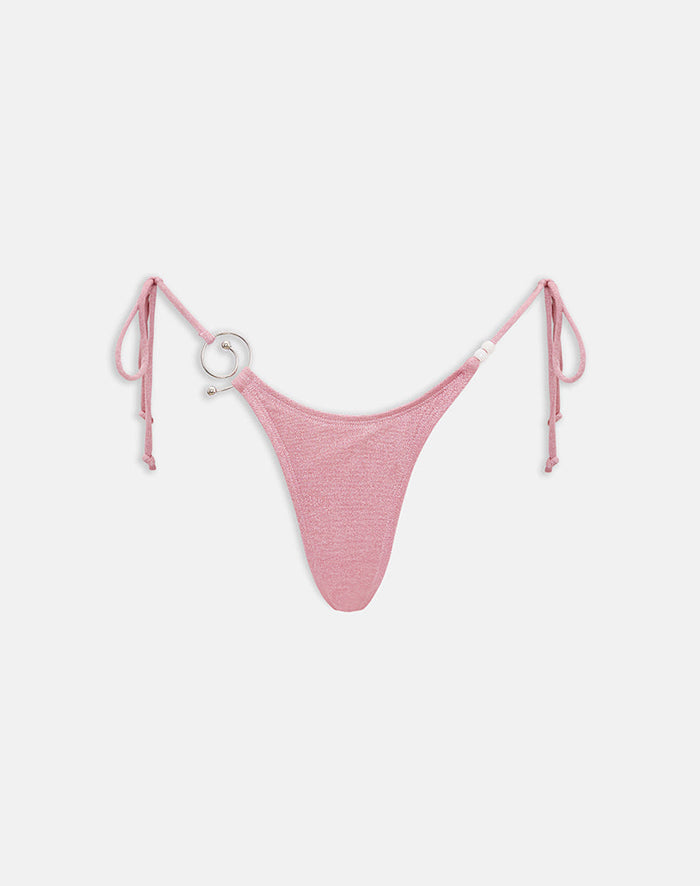 Image of Lentra Bikini Bottom in Shimmer Mauve with Spiral and Beads