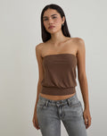 Image of Leocadia Bandeau Top in Cupro Bitter Chocolate