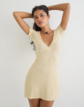 Image of Letiria Mini Dress in Butter Yellow with Micro Polka Dots