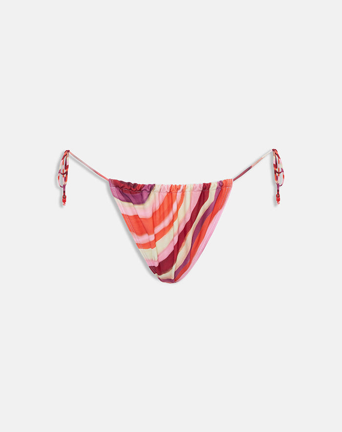 Image of Leyna Bikini Bottom in Wiggle Sunset Pink and Red with Beads