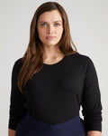 Light-As-Air Long Sleeve Crew Neck Tee - Black | Plus Size & Straight Size Women's Fashion | Universal Standard