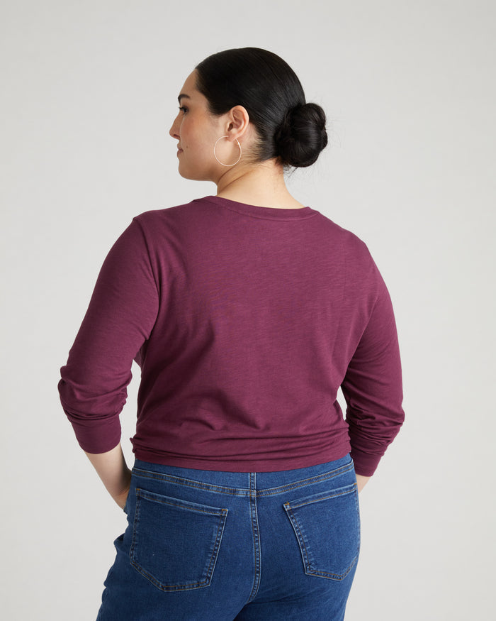 Light-As-Air Long Sleeve Crew Neck Tee - Jam | Plus Size & Straight Size Women's Fashion | Universal Standard