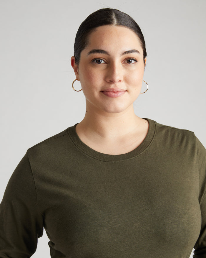 Light-As-Air Long Sleeve Crew Neck Tee - Nori | Plus Size & Straight Size Women's Fashion | Universal Standard