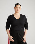 Light-As-Air Long Sleeve V Neck Tee - Black | Plus Size & Straight Size Women's Fashion | Universal Standard