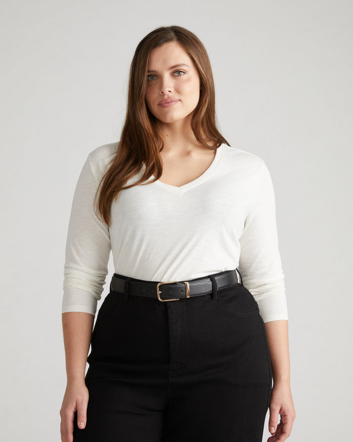 Light-As-Air Long Sleeve V Neck Tee - Vapor | Plus Size & Straight Size Women's Fashion | Universal Standard