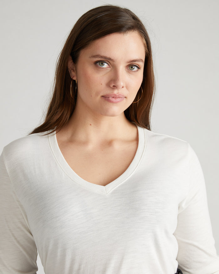 Light-As-Air Long Sleeve V Neck Tee - Vapor | Plus Size & Straight Size Women's Fashion | Universal Standard