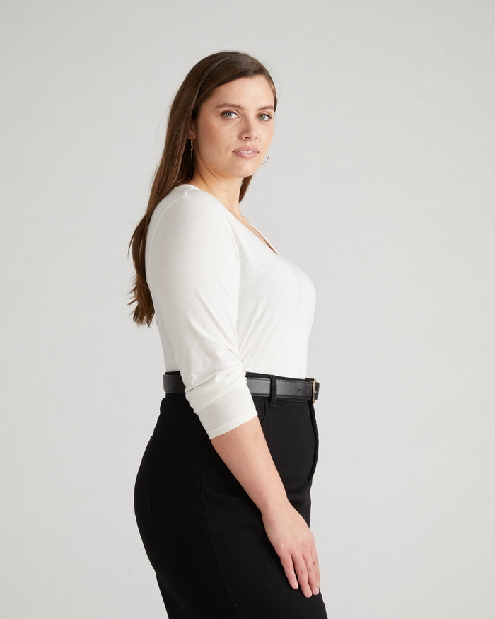 Light-As-Air Long Sleeve V Neck Tee - Vapor | Plus Size & Straight Size Women's Fashion | Universal Standard